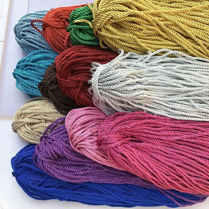 5/10Meter 5mm Twisted Satin Cord Nylon Braided Decorative Ropes for Diy Crafts Gift Packaging Portable Rope Home Decor