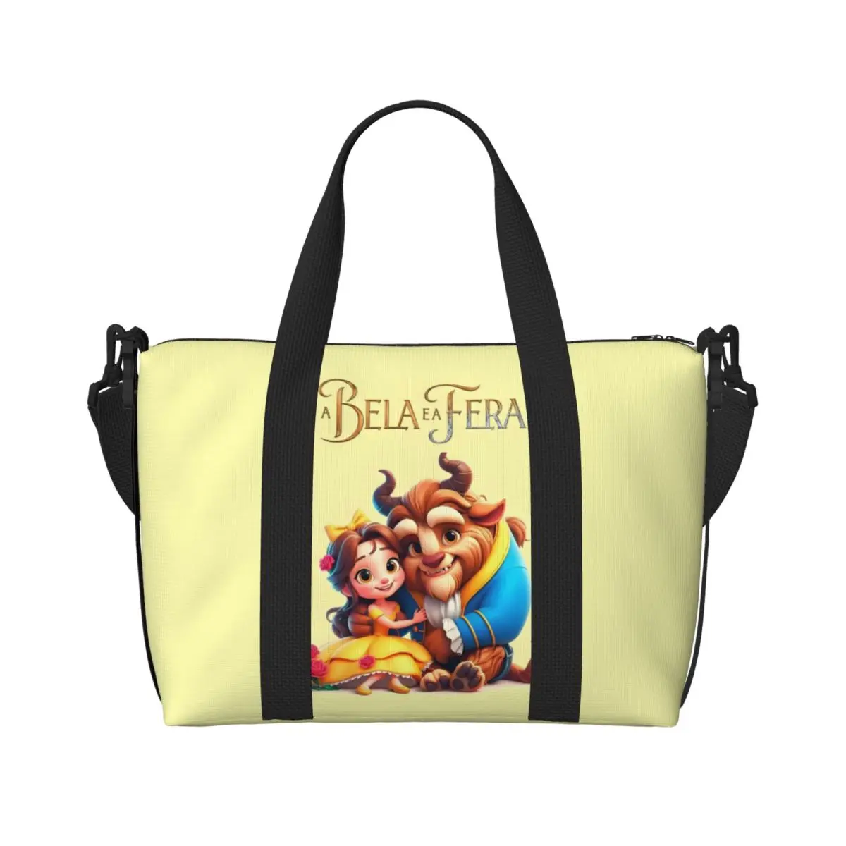 

Custom Large Beauty And The Beast Logo Tote Bag Women Shopper Shoulder Gym Beach Travel Bag