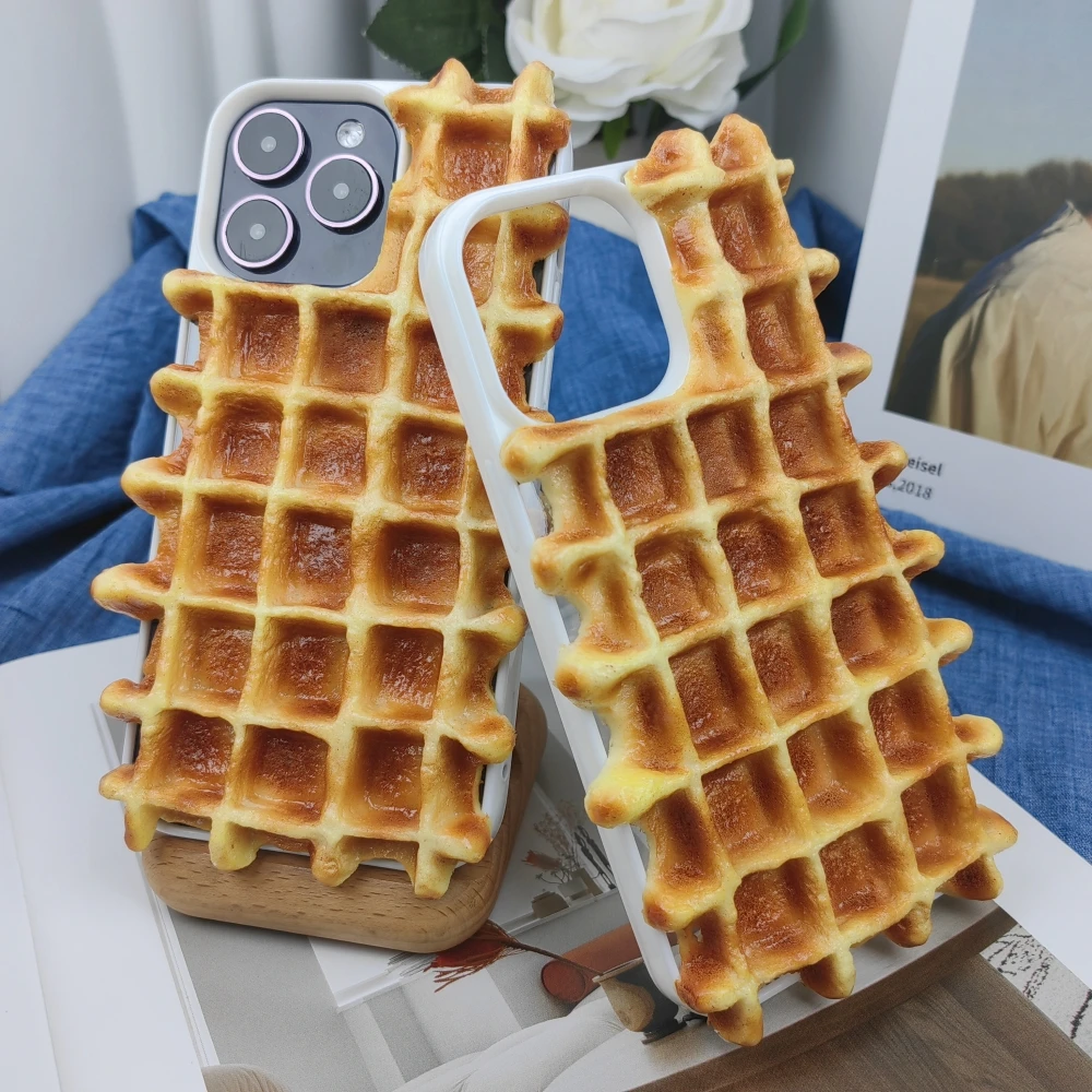 

Creative new product personalized simulation waffle DIY phone case suitable for iPhone 15 promax anti drop protective case