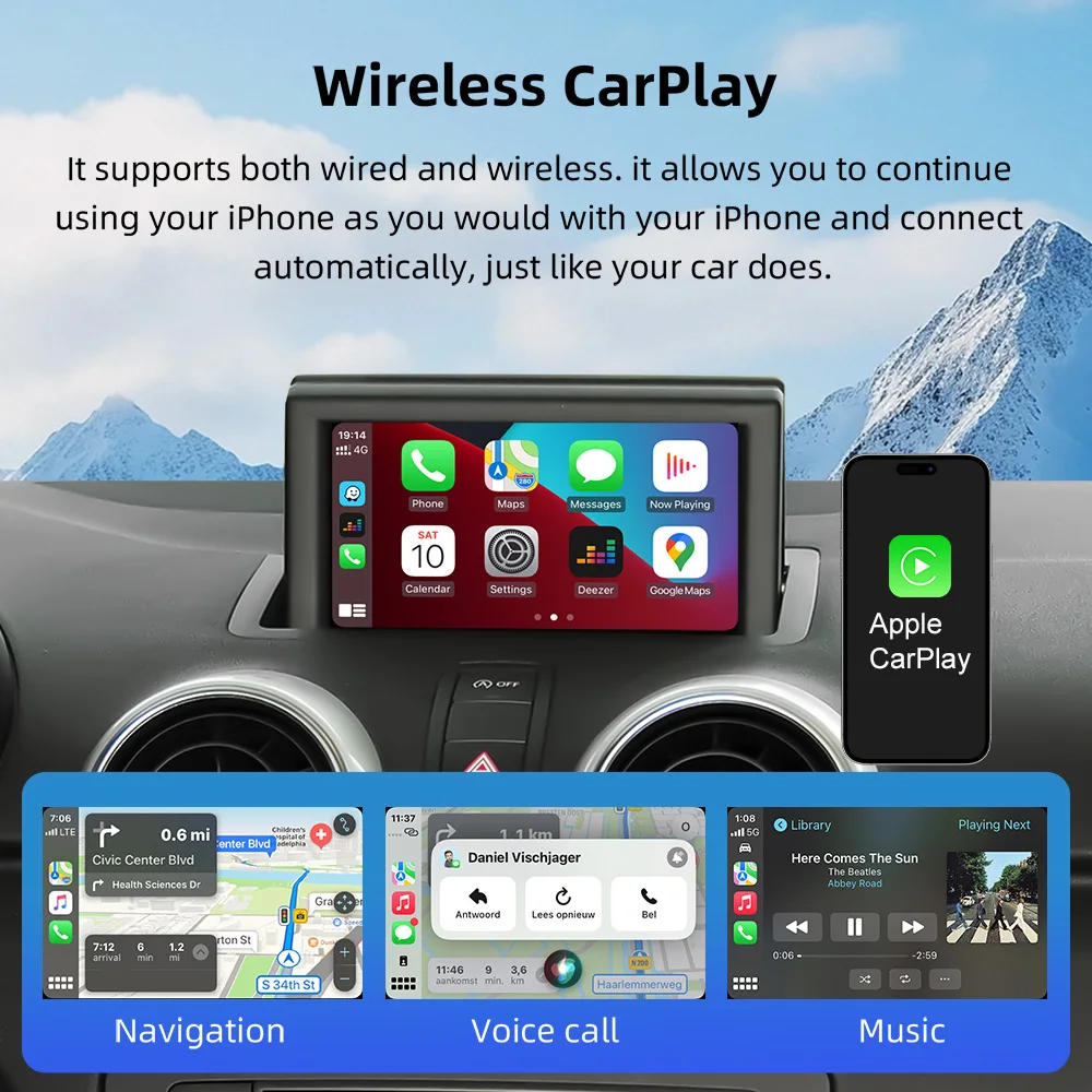 Picture 6: LEXXSON Wireless CarPlay Android Auto Interface Adapter for Audi A1 Q3 2012-2018 MMI 3G HN+ BNav HNav With AirPlay Mirror Link