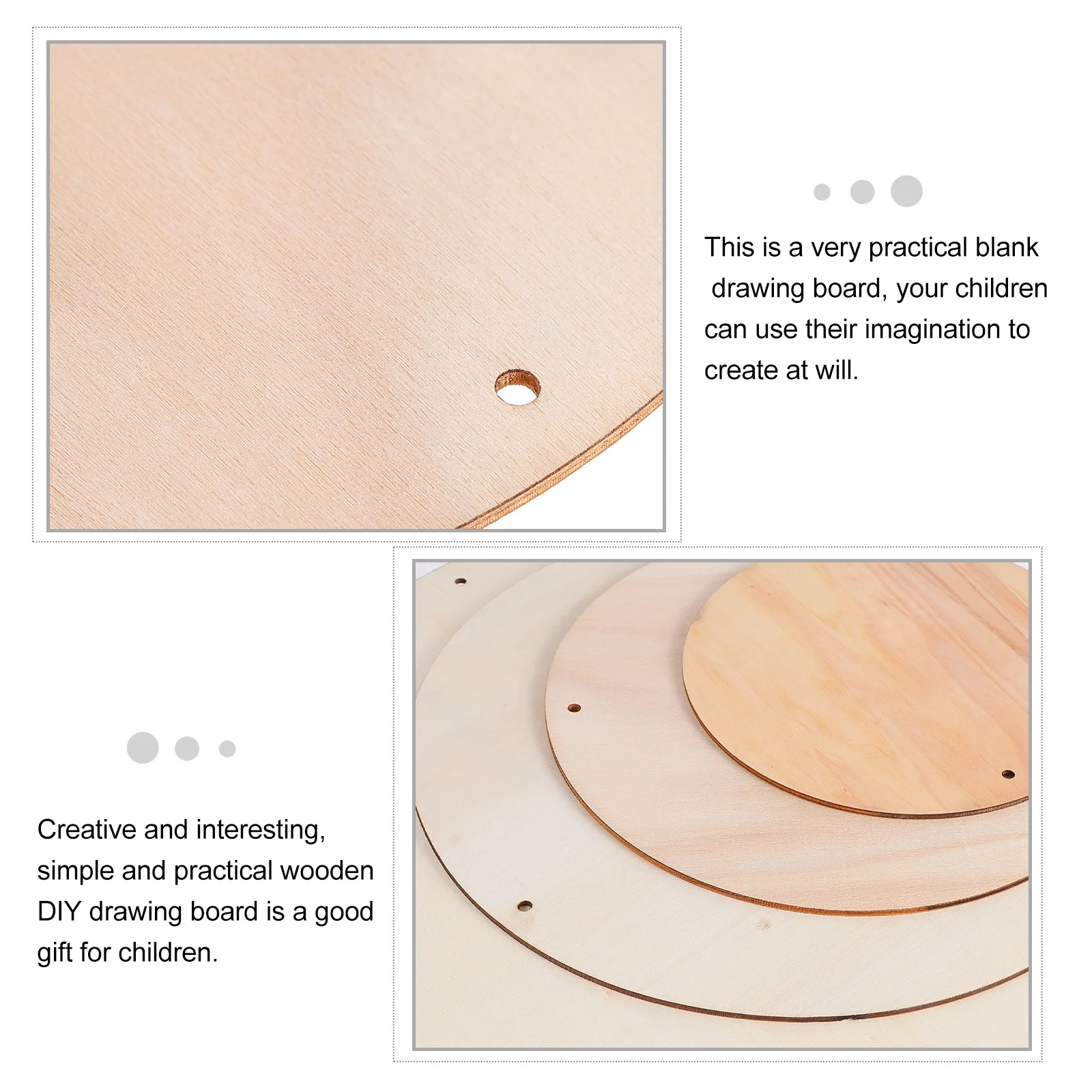 4 قطعة لوحات دوائر فارغة خشبية طبيعية قطع خشبية غير مكتملة دهان داي حرفية رسم بلاط قطعة خشبية غير مكتملة