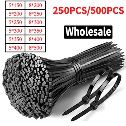Heavy Duty Self-Locking Nylon Cable Ties 5x200 5x500mm Black, Weatherproof Zip Ties for Electrical Industrial Home Use,Bulk Pack