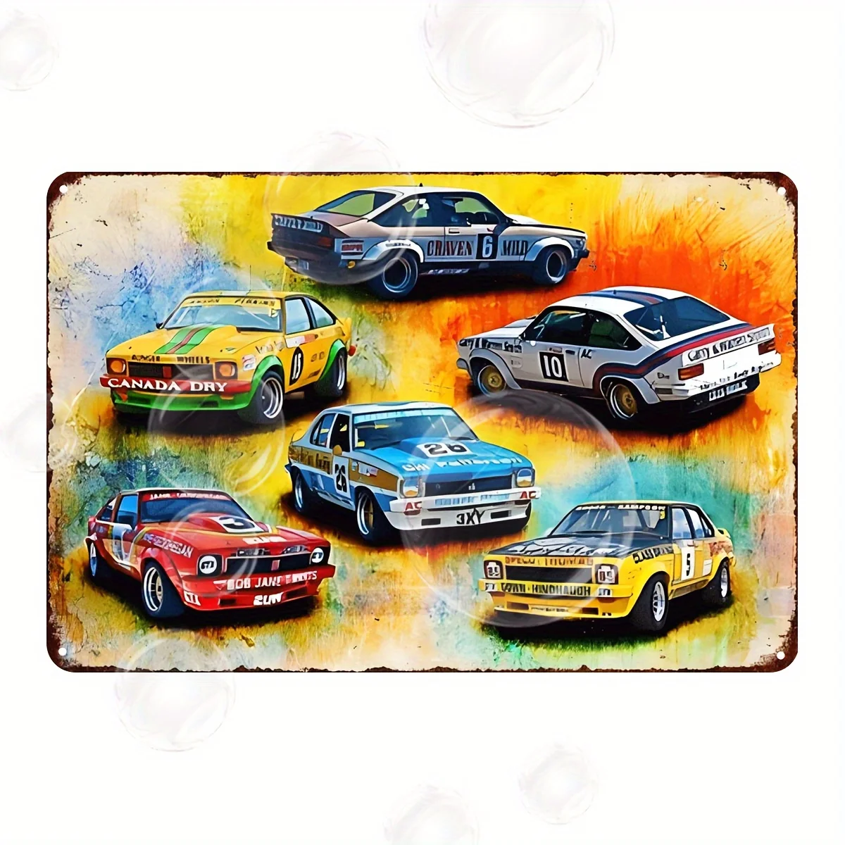 Vintage Racing Car Metal Sign - Retro Torana Wall Art with 6 Classic Cars Designs  Tin Plaque for Home, Kitchen, Bar, Cafe, Ga