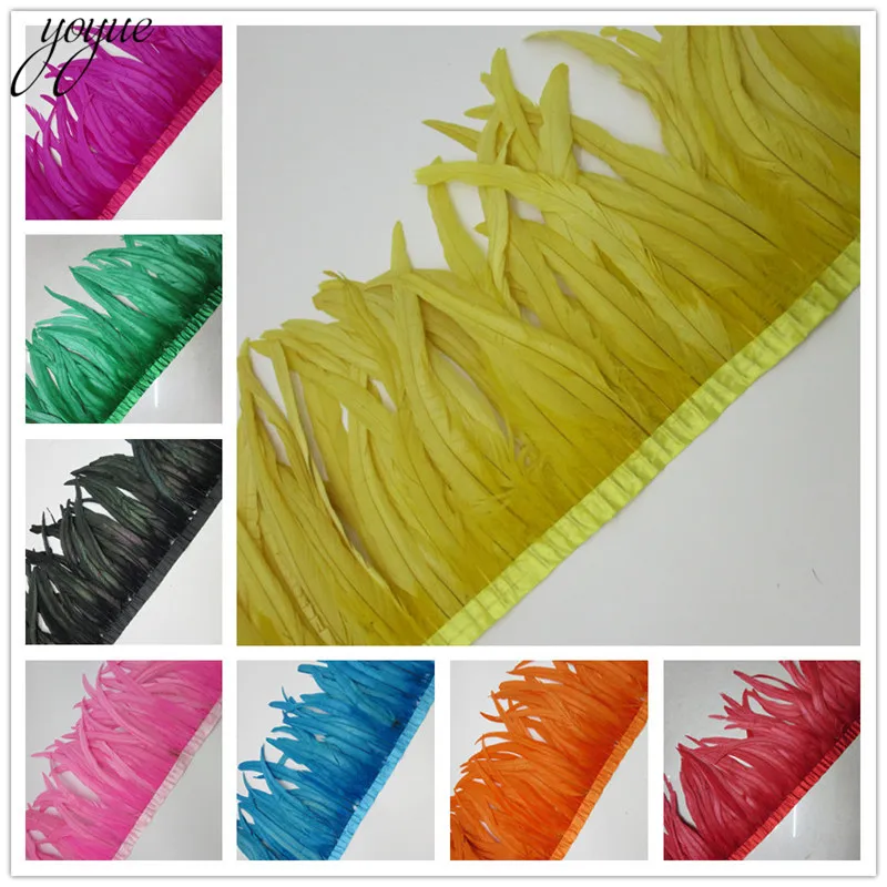 

YOYUE 10 ярдов, натуральная цыпленка, искусственная отделка, 35-40 см, свадебное платье, юбка, вечерняя одежда, искусственные перья