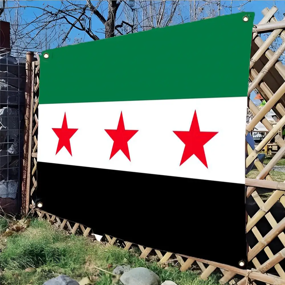 Syria Flags Daily four ring borderless design indoor outdoor decor easy hang install