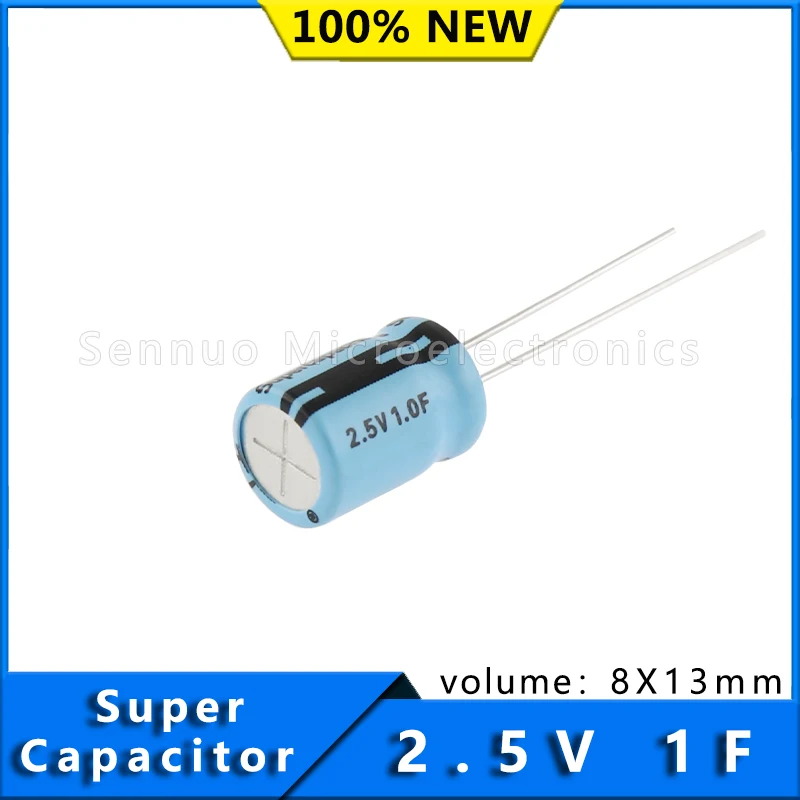 2Pcs Supercapacitors 1F 2.5V 1.0F 8x13mm M0810-2R5105-R 1F (EDLC) Supercapacitor 2.5V Radial, Can 250mOhm @100Hz 1000 Hrs @ 60°C