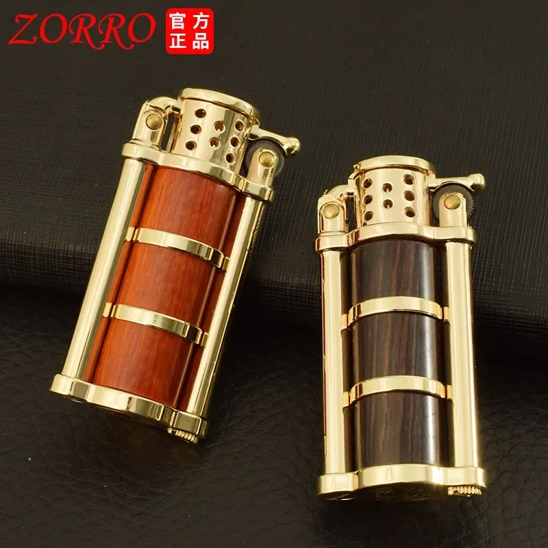 ZORRO Personality External Processing Wooden Shell Rhino Horn Purple Sandalwood Kerosene Lighter Smoking Accessories Gadgets