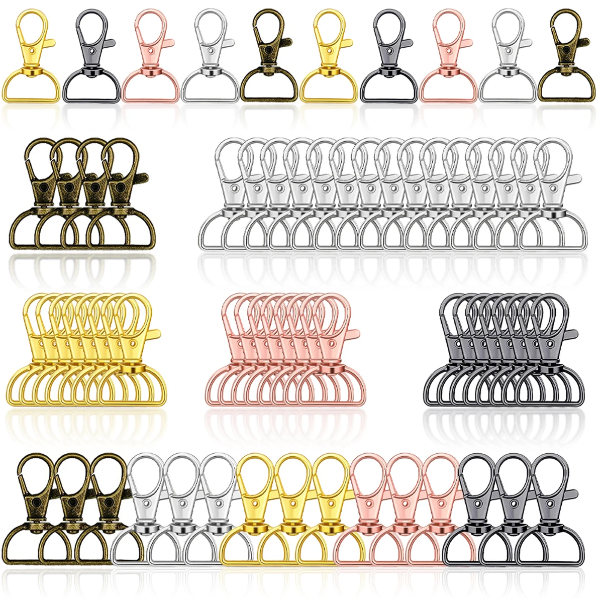 15/30/50 Pcs D Swivel Clasp Hooks, 5 Colors, Swivel Snap Hooks, Purse Hardware for Bag Making, Lanyard Clips, DIY Crafts, Gift.