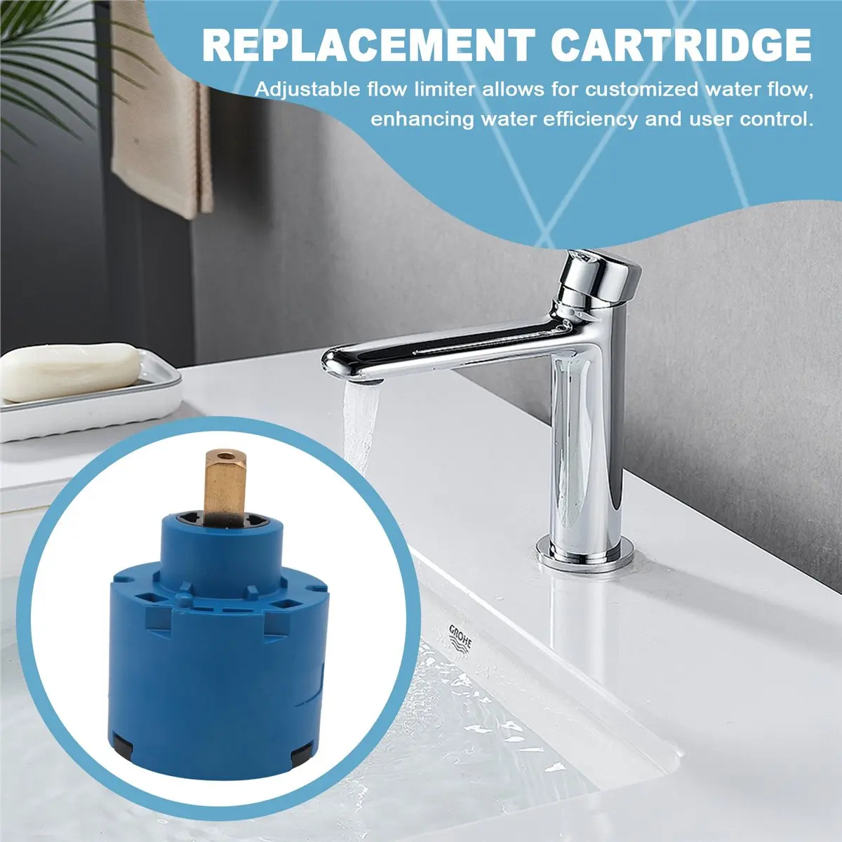 A10R 46048000 Replacement Faucet Cartridge for Grohe Single-Lever Mixer Tap,Single-Hand Mixing Valve Ceramic Cartridge