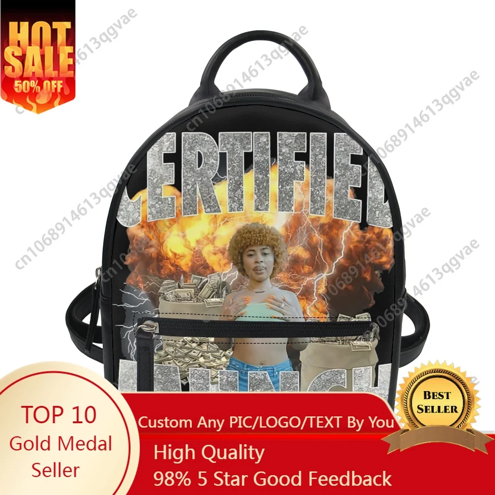 Ice Spice American Rap Munch Custom Backpack Purse Women Carter Schoolbags Double Shoulder Bag Mini Daypack Leather Travel Bag