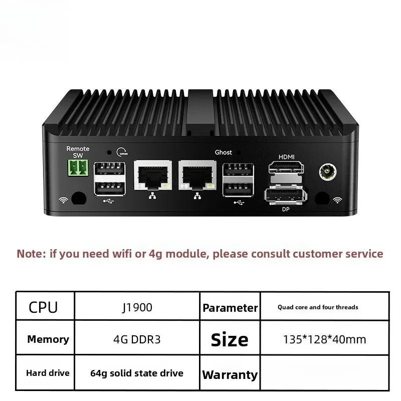 

Mini Industrial PC Fanless Mini Computer J1900 J4125 Dual LAN 4 Core Low Power Micro Host for Server Linux