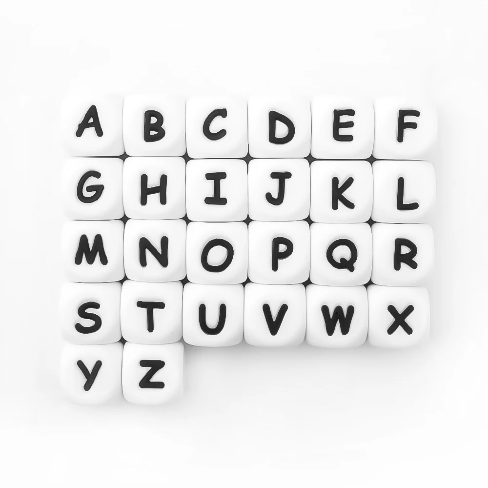 104PCS Letter Silicone Beads 12mm Alphabet English Beads For Personalized Name Jewelry Keychain Necklace Beaded Pen Making