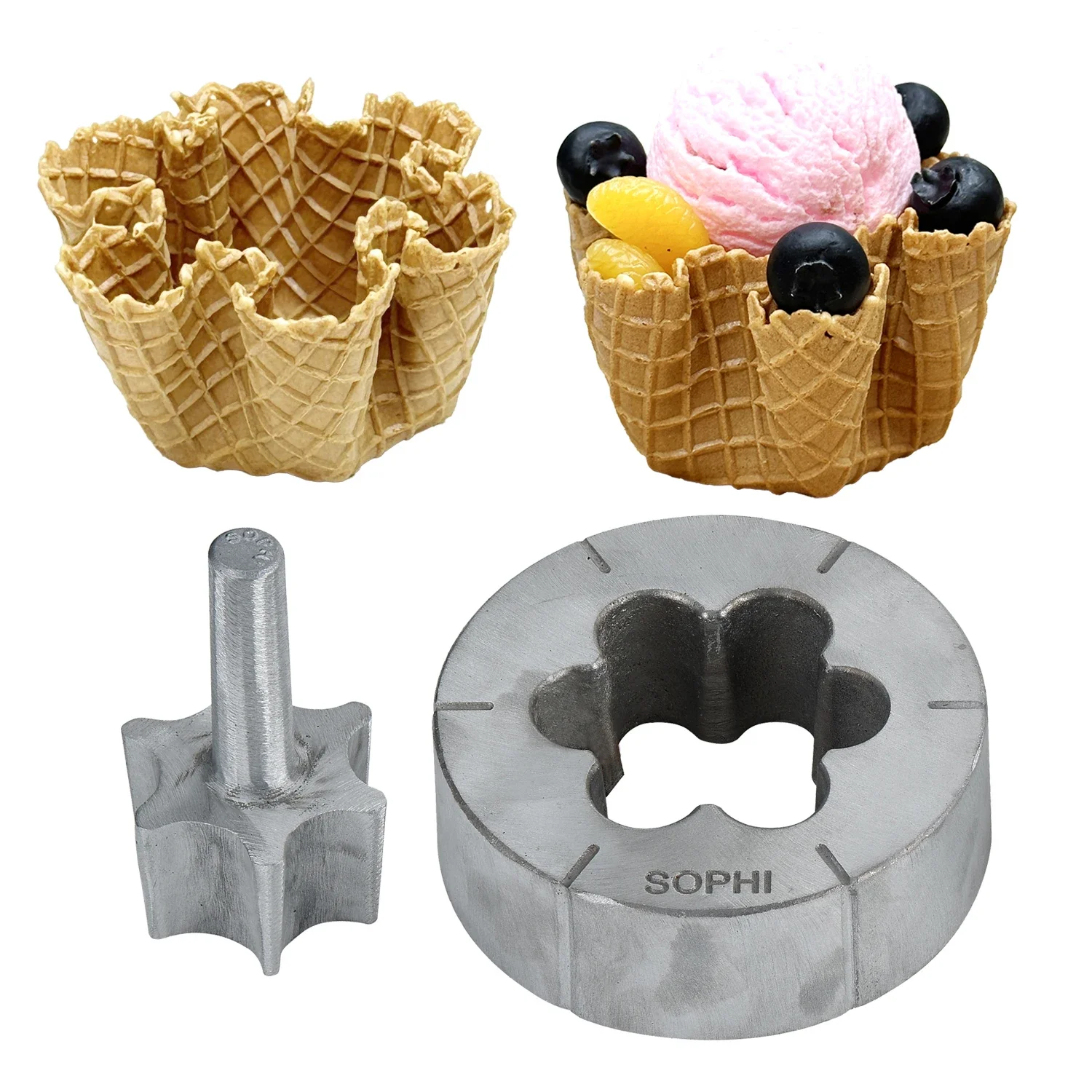 Aluminum Waffle Cone Ice Cream Roller Bowl Cup Press Tool For Small Business Cone Roller Machine