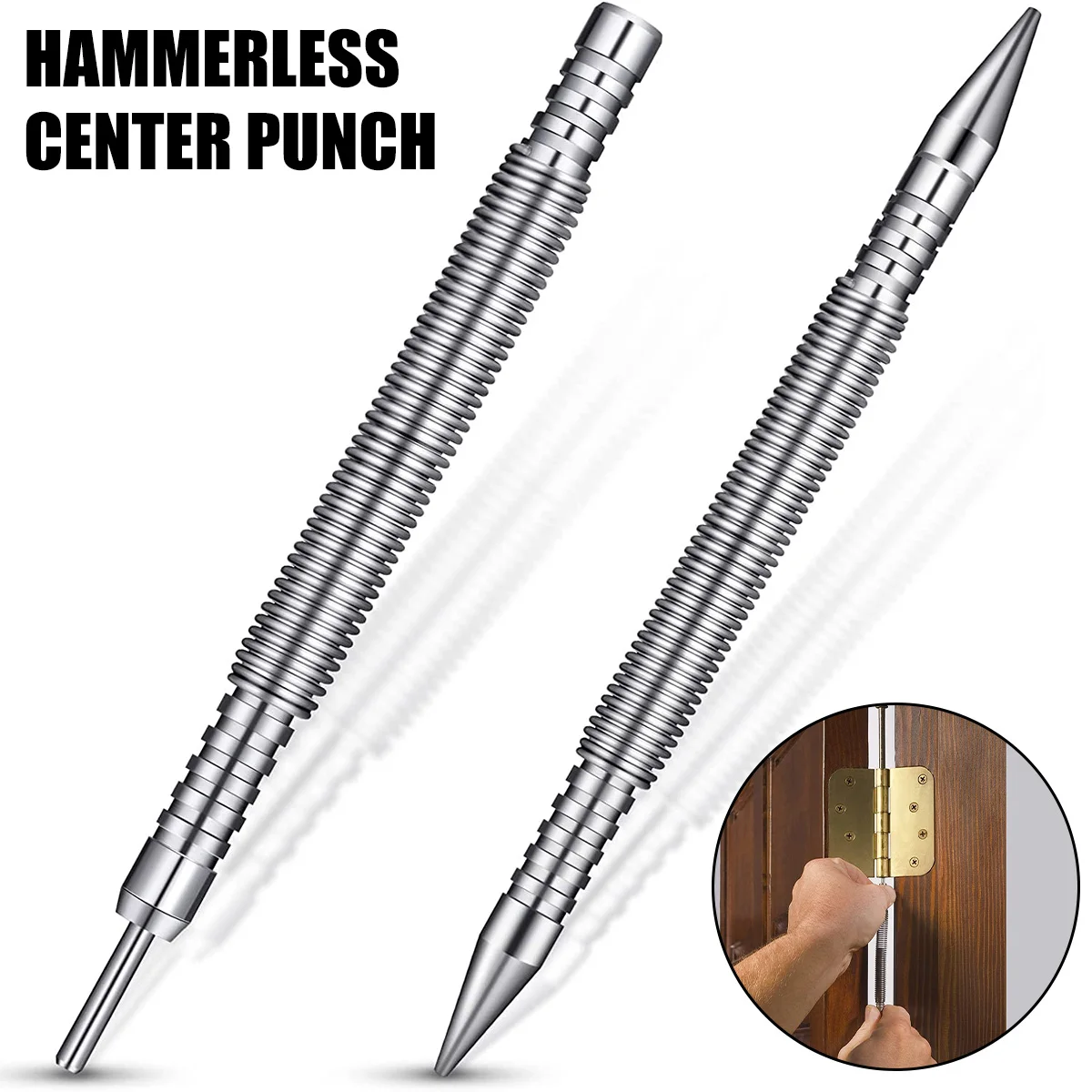 

Spring Center Punch General Woodworking Metal Drill Hammerless Dual Head Nail Setter Center Spring Nail Punch Tool Door Hinge Pi