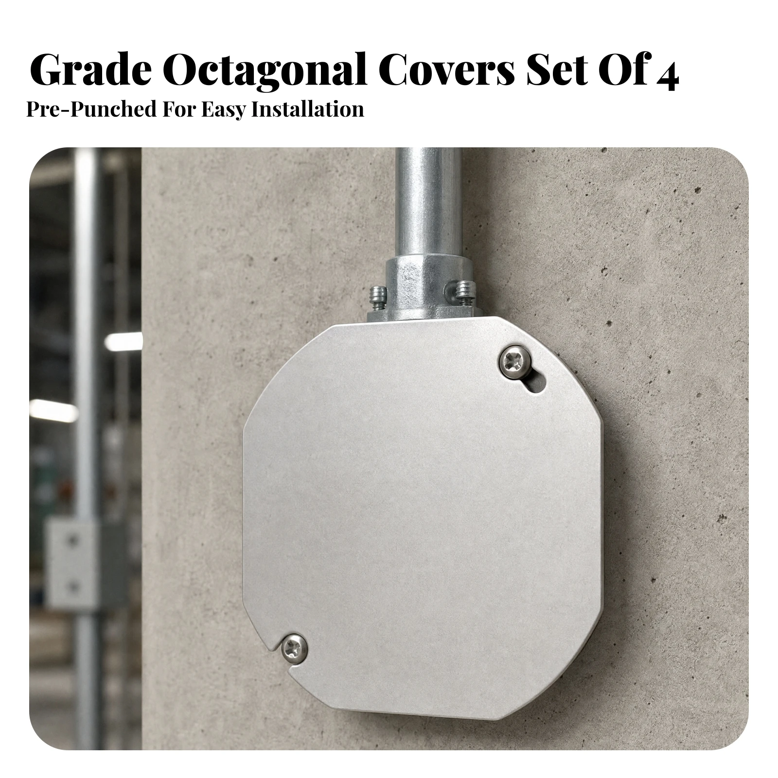 4 Pieces Octagon Flat Blank Electrical Box Cover Plate Dust-Proof Stainless Steel Octagon Junction Box Cover Moisture-Resistant