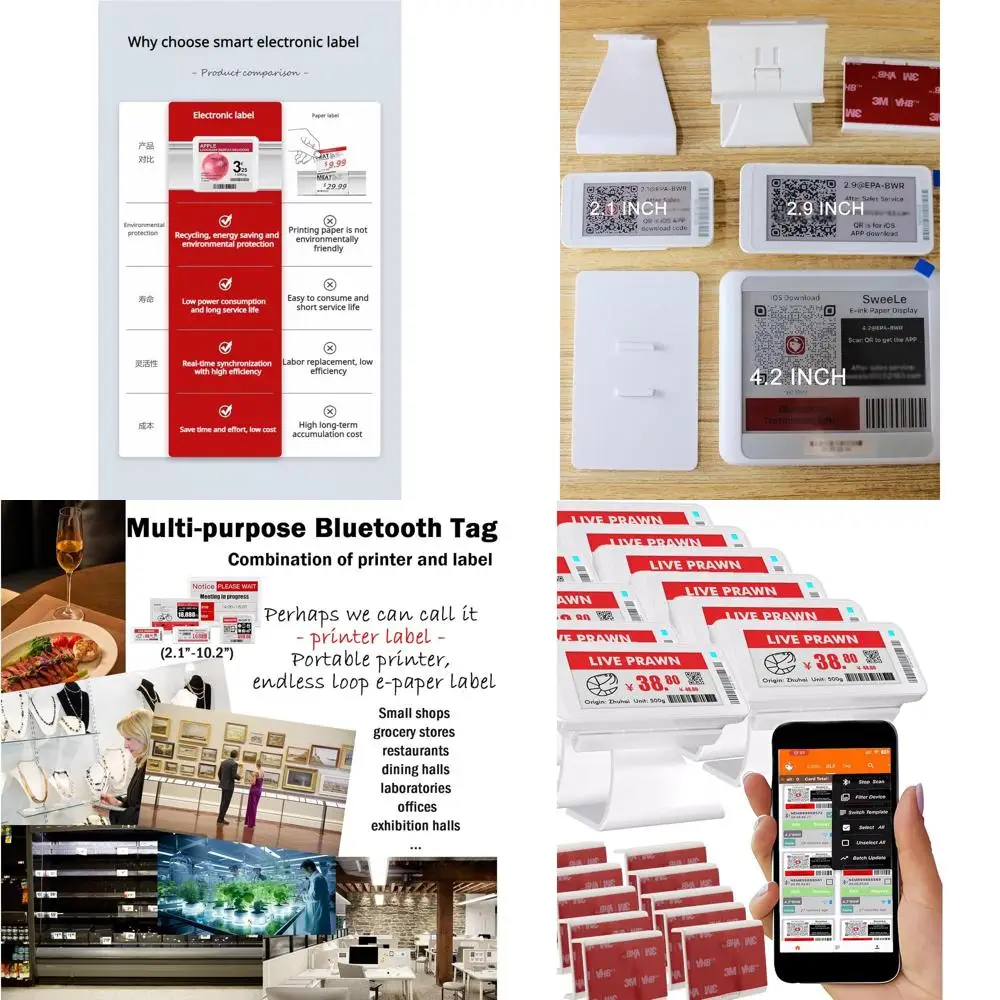 Digital Blank Labels, 2.1 BLE Compatible for Business and Retail, Storage and Information Display, B/W/R e-Ink Screen (Pack of 1