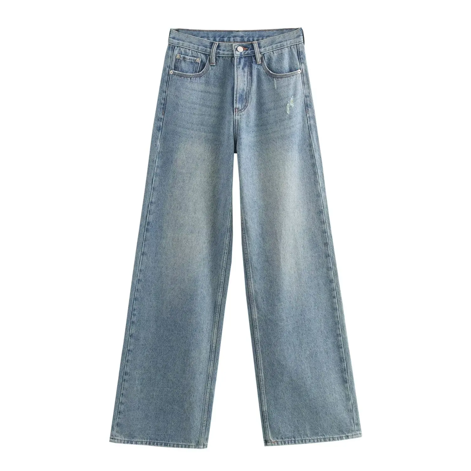 

ZAR Autumn New Women's Faion Wide Leg Jeans Design Sense Long Pants Straight Cut Pants Ladies Premium Denim Trousers