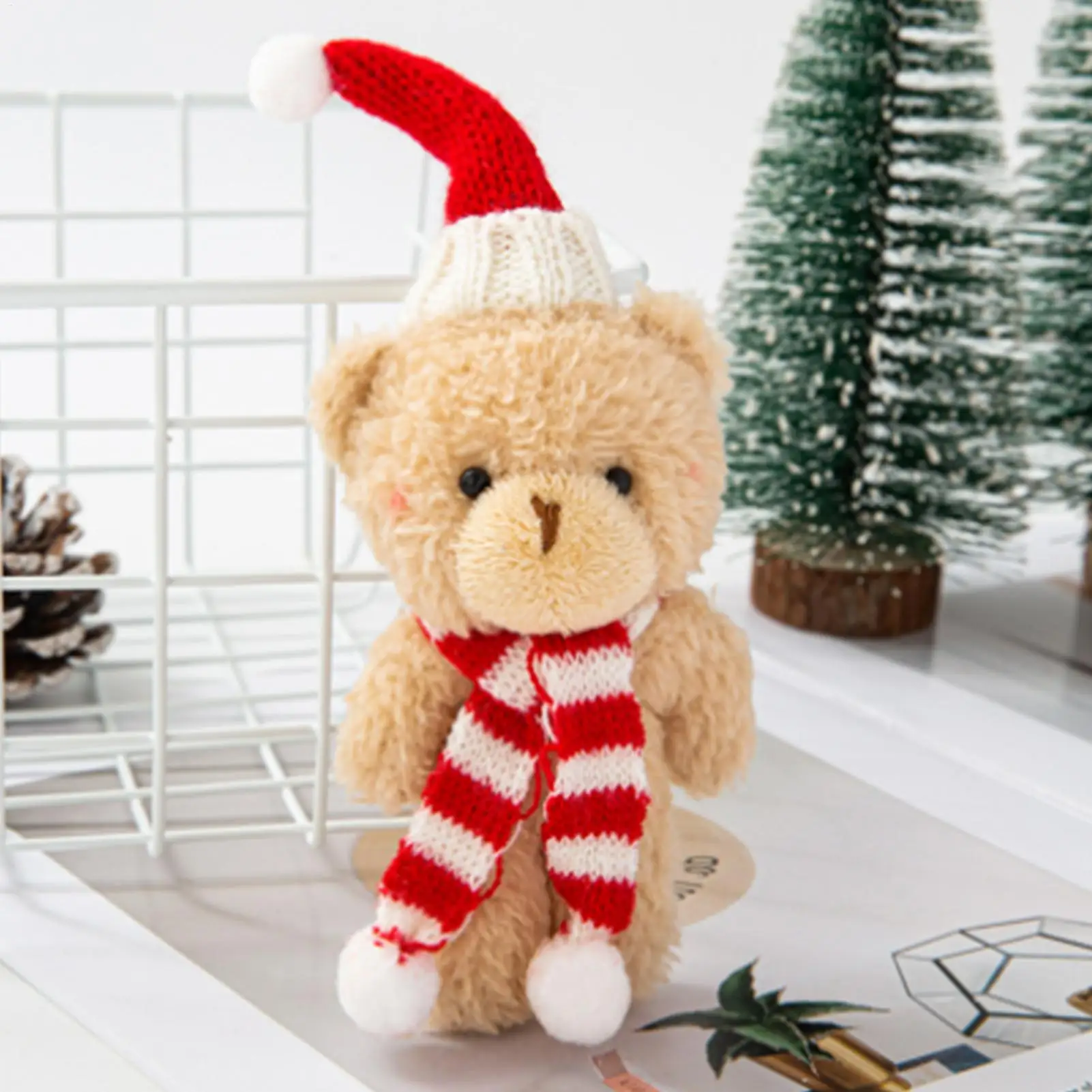 

Small Christmas Bear Plush Toy Scarf Xmas Bear Doll Stuffed Toy Party Decoration Kids 2025 Xmas Navidad 2026 New Year Gifts