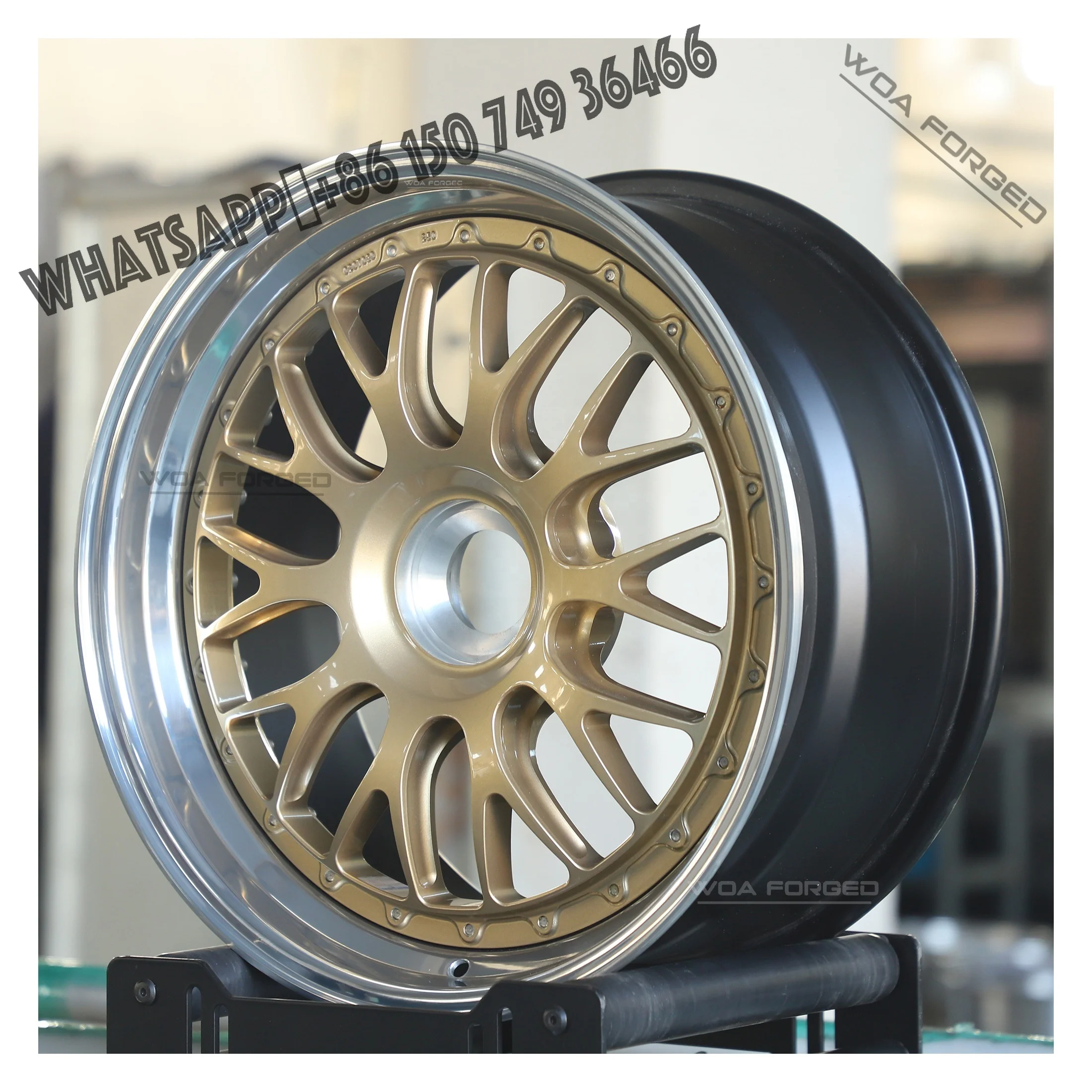 

Customized Golden Forged 3pc 18-22 Inch Aluminum Wheels Polished Rim 3 Piece Wheel Set for BS E88 Lightweight Passenger Car