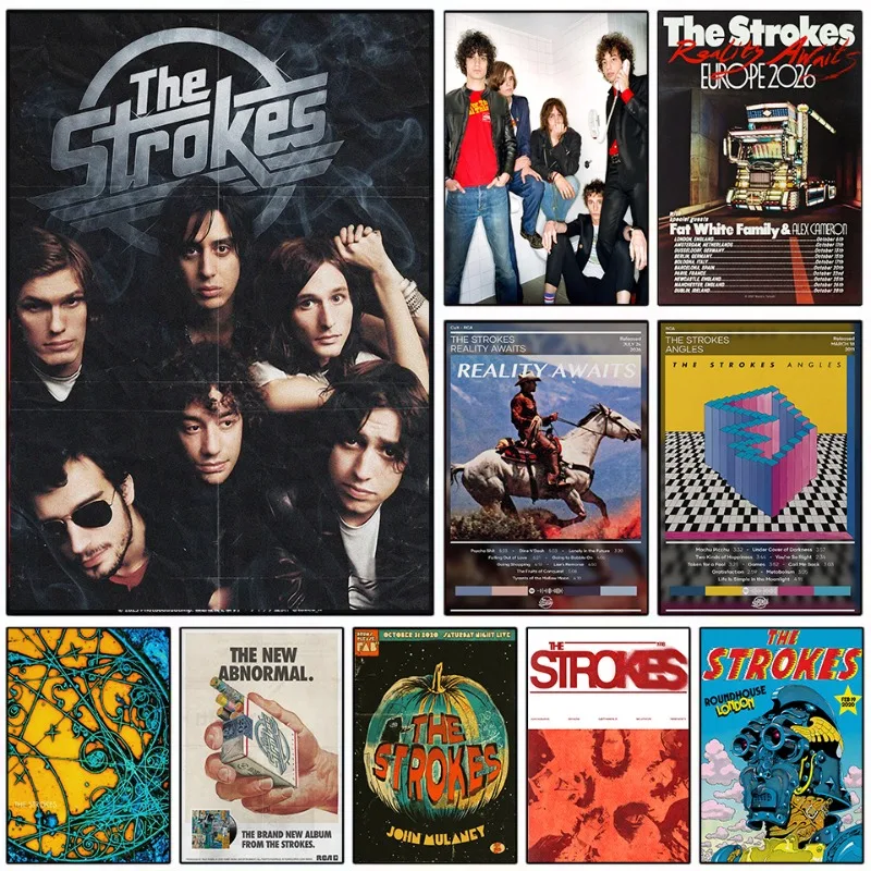 Rock Band The S-Strokes Reality Awaits New Music Album Tracklist Aesthetic Poster Canvas Painting Wall Pictures Home Decor
