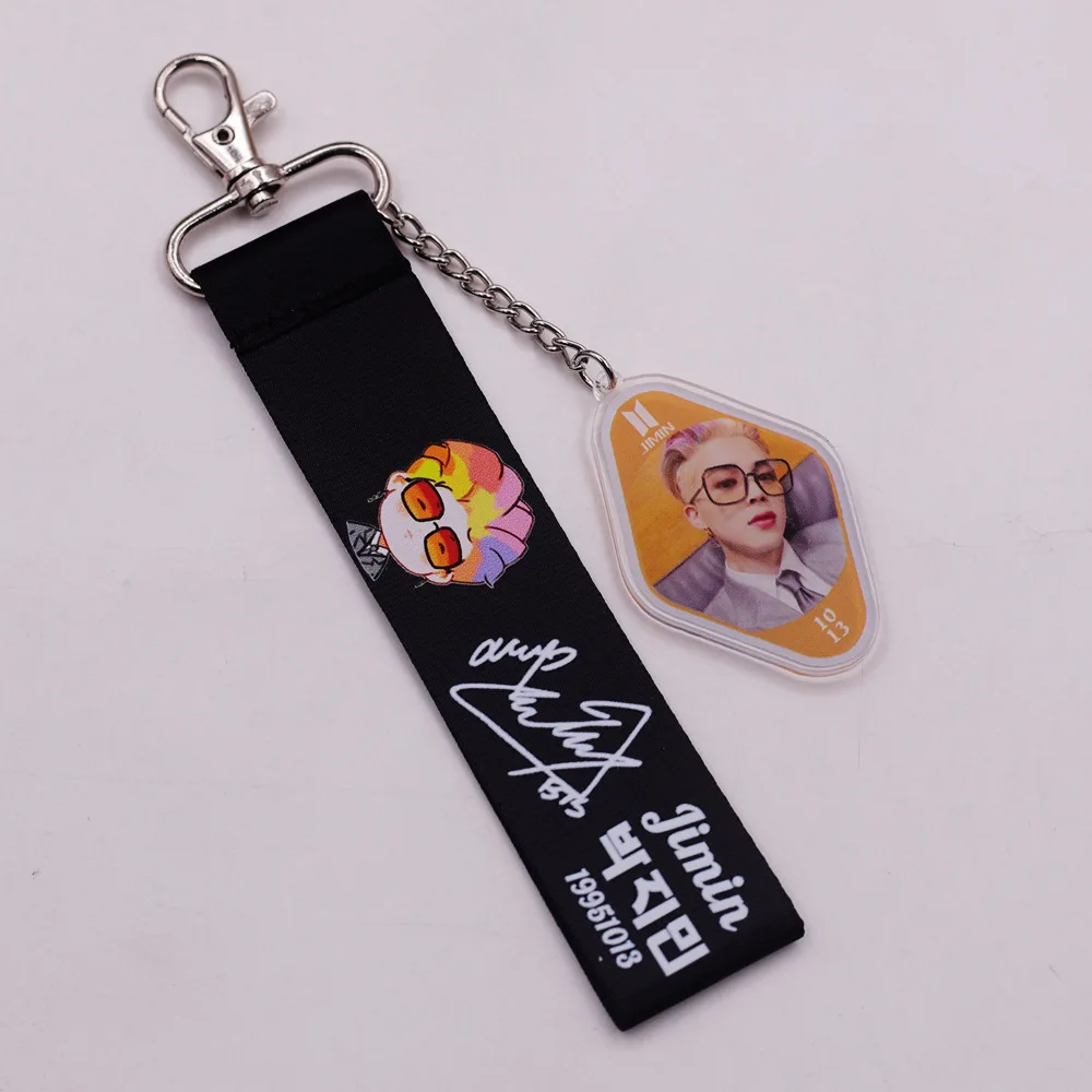 BTS Cartoon Print Wrist Lanyard Acrylic Photo Tag Handbag Decor Strap Fans Souvenir Present view 4