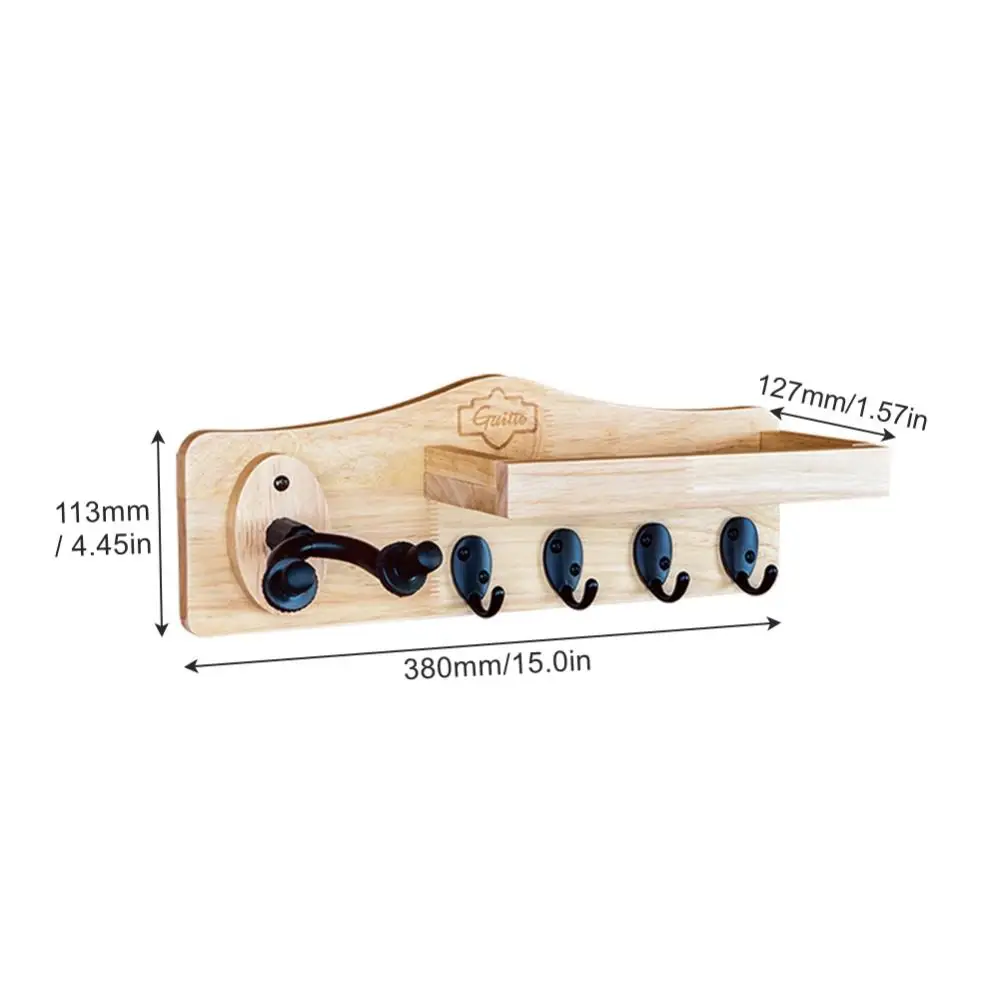 Wall Mount madeira maciça guitarra cabide, prateleira multifunções para guitarra elétrica acústica, cavaquinho, violino com 4 ganchos