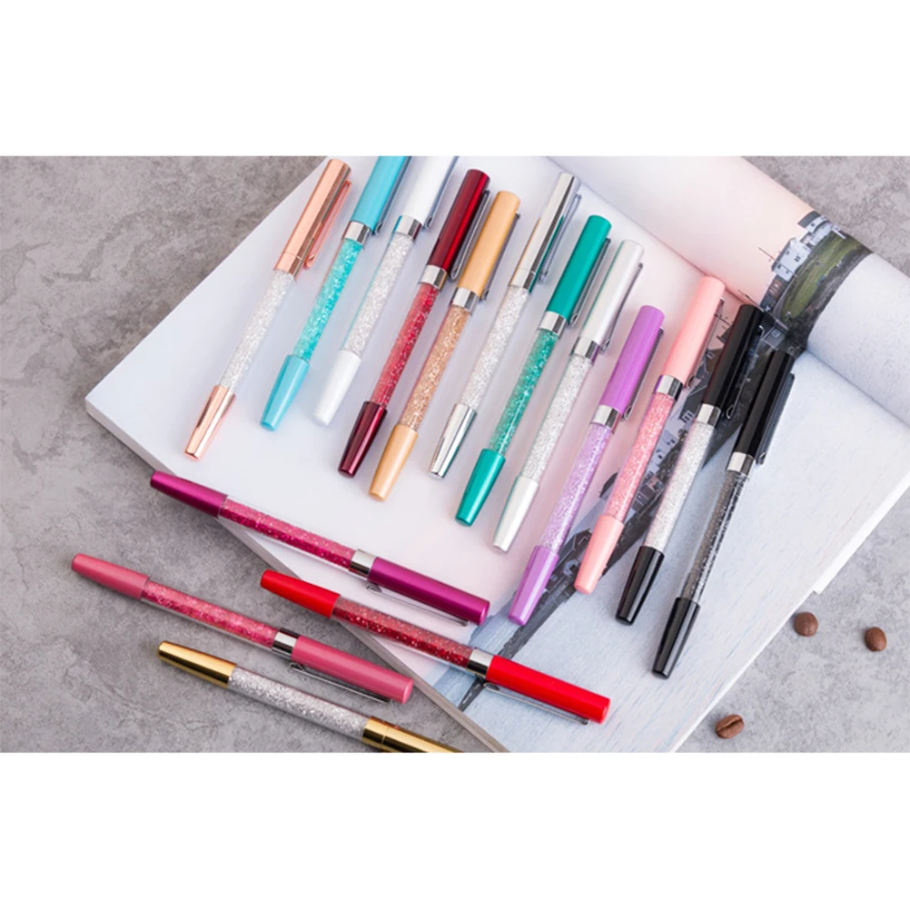 

2 pcs Crystal Pens Smooth Writing Ergonomic Design for Business Gifts Office Use Various Colors Clip Metal Body