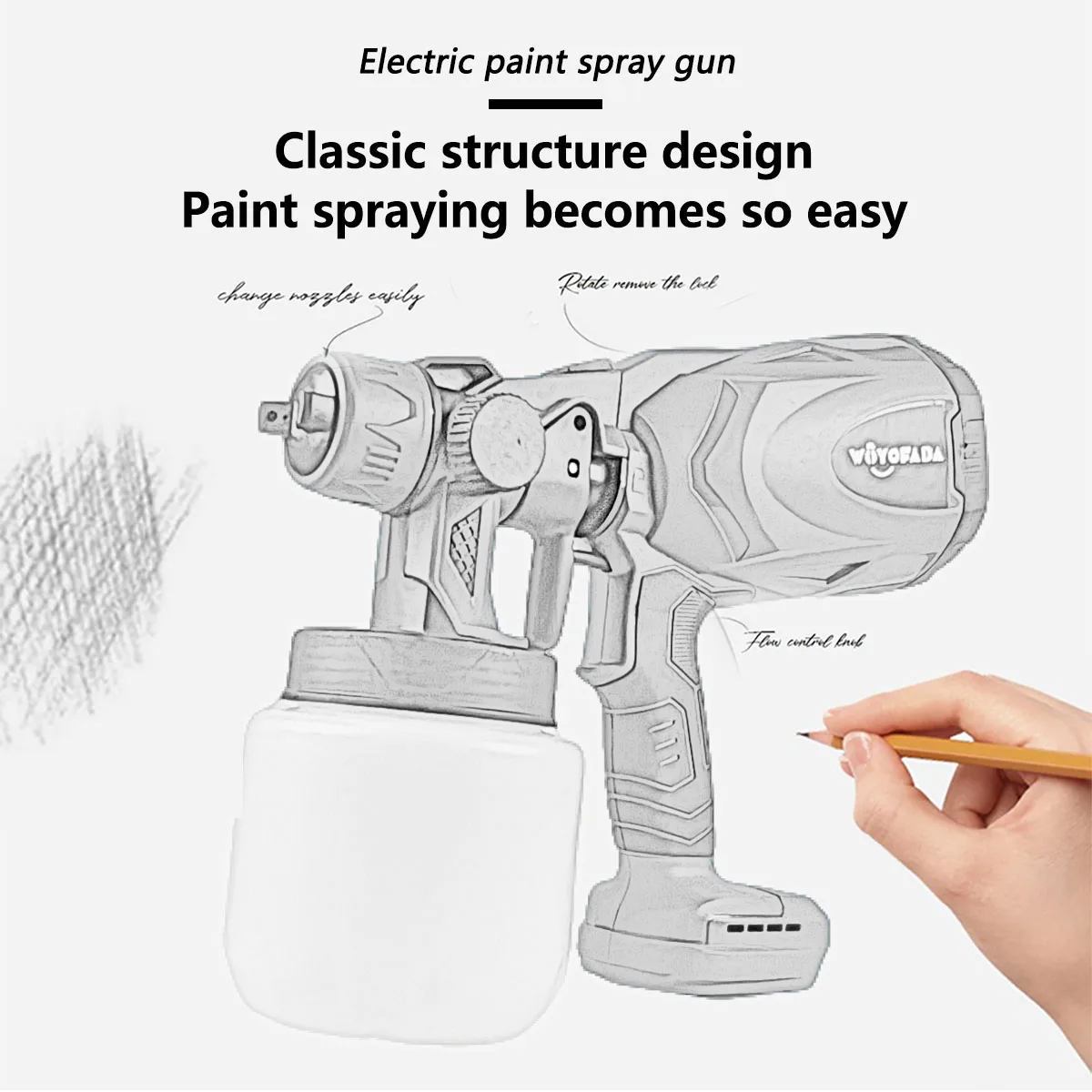 Electric Spray Gun Cordless Paint Sprayer Auto Furniture Steel Coating Airbrush Fit Makita 18V Battery without battery