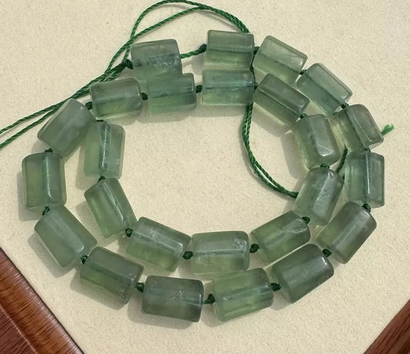 

green Fluorite loose beads PILLAR faceted 10*14mm for making jewelry necklace 38CM FPPJ wholesale