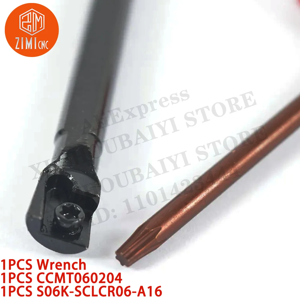 1PCS S06K-SCLCR06 indexable boring bar shank 95° CNC Lathe +1PCS CCMT0602 Carbide Insert CNC metal lathe mechanical cutting tool