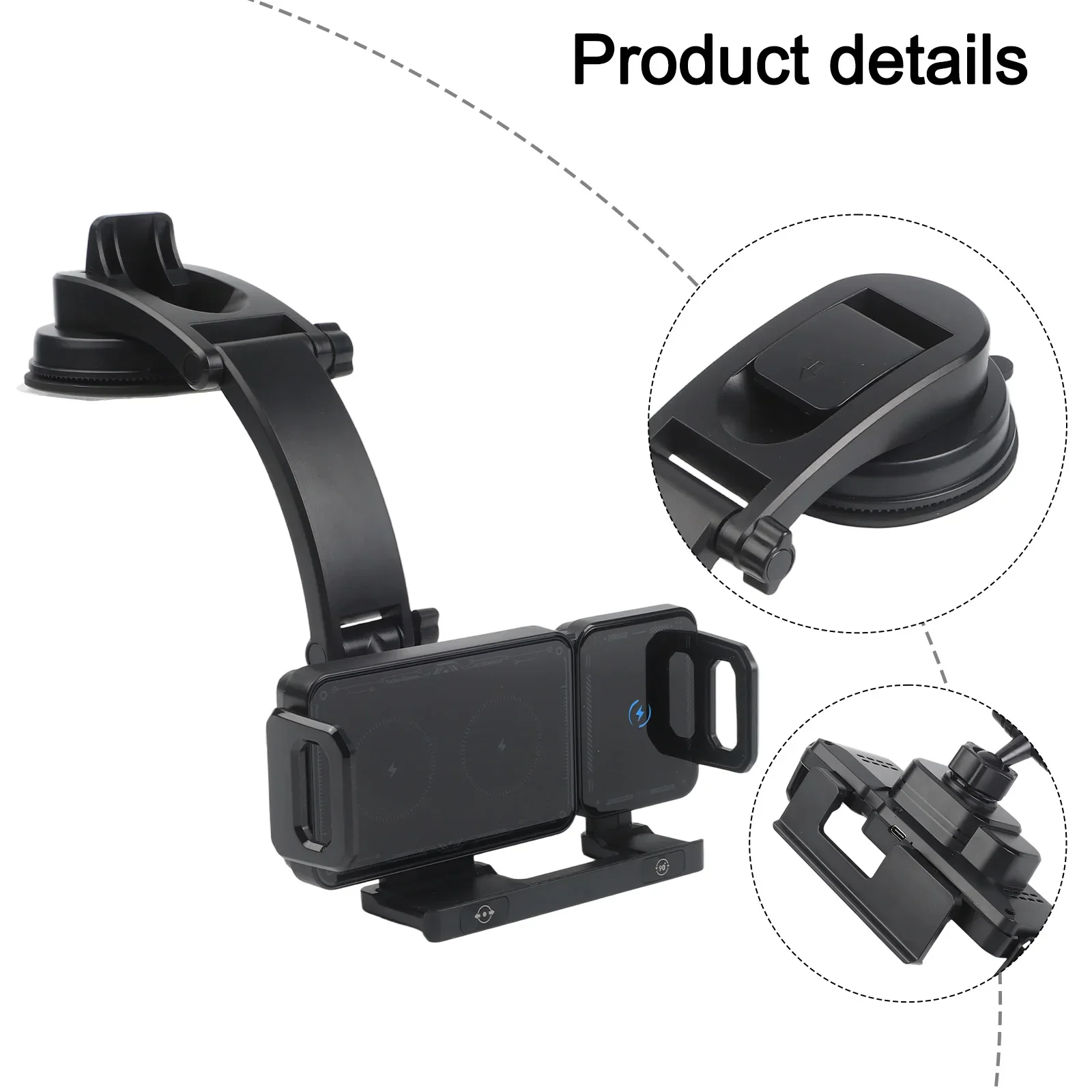 15W Wireless Car Charger Mount Compatible with For Samsung For Z Fold and For Z Flip with Smart Rotation and Charging Auto