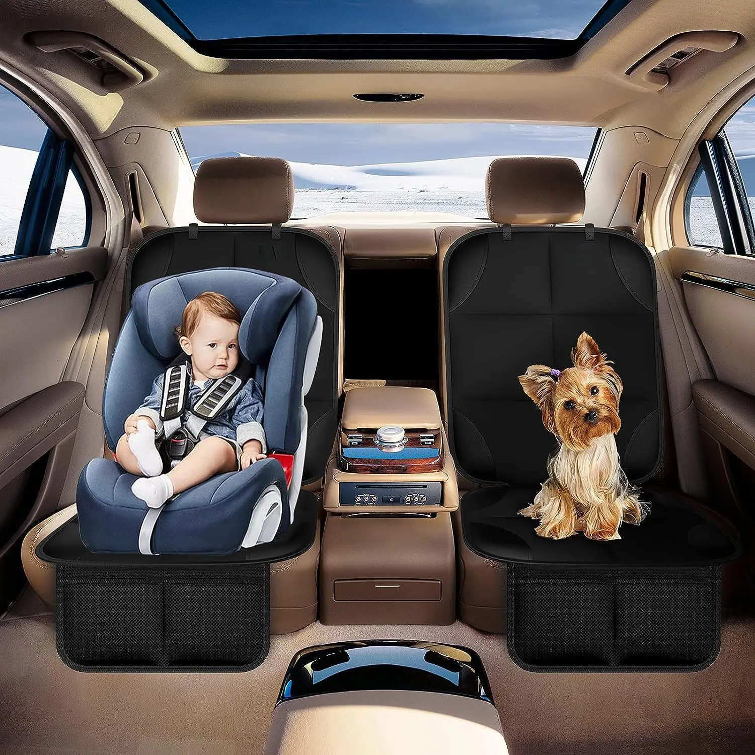 Baby Car Seat Protective Cover Fabric Car Seat Cover with Mesh Bag Non-slip Bottom Seat Cover Car Accessories view 2