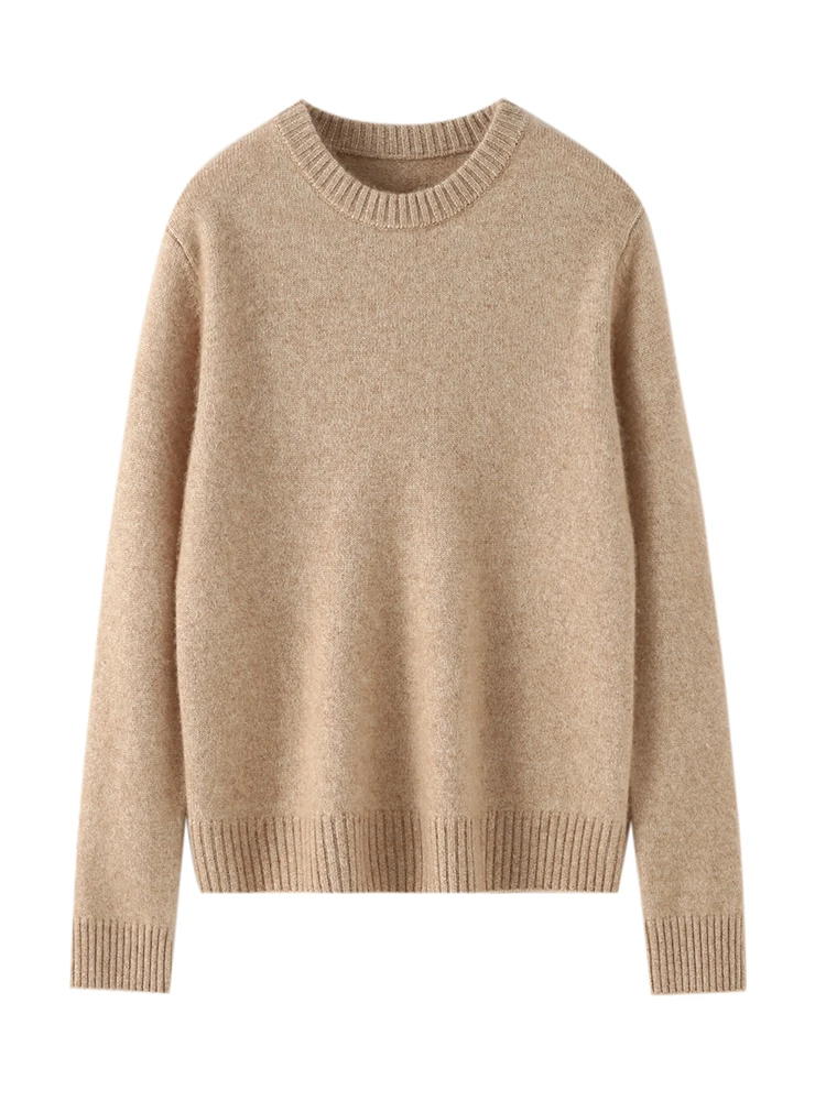 

Crew Neck Women's Simple Solid Color Autumn Winter Casual Button Luxury Sweater 100% Cashmere Knitwear Warm Tops