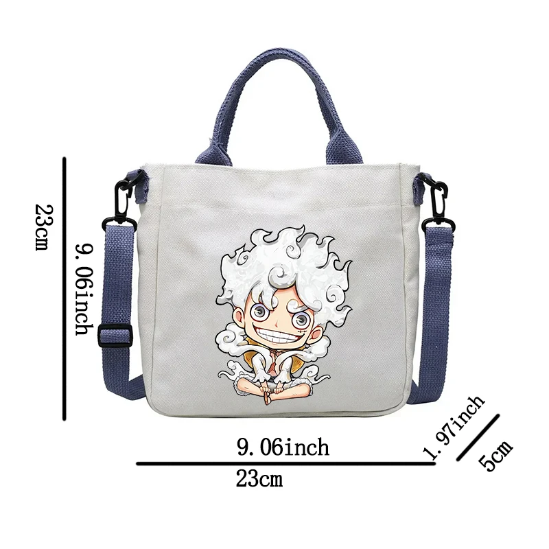 Borse di tela One Piece Rufy Cartoon Anime Figure Stampa Borsa a tracolla Borse a tracolla alla moda di grande capacità per esterni Regali