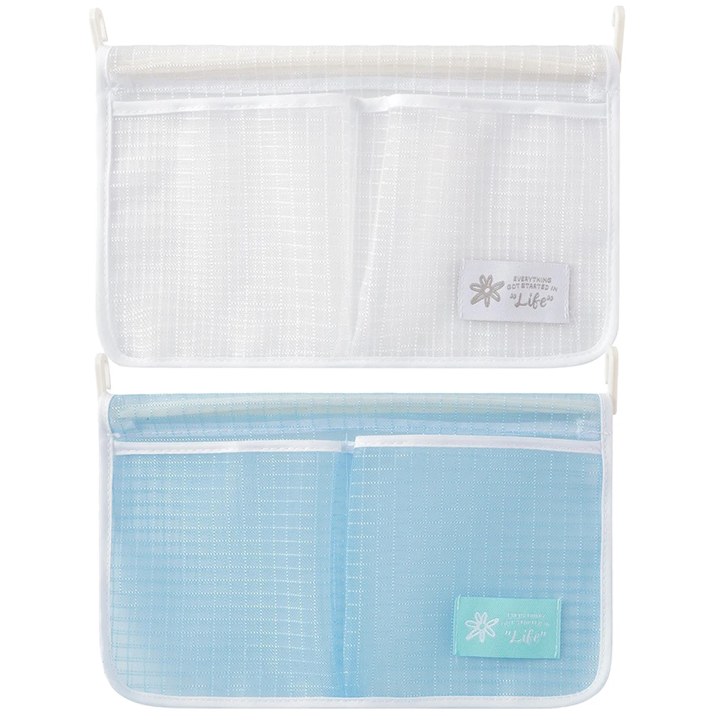 

2pcs Hanging Bag Fridge Door Organizer Mesh Bags PP Material Blue White Color Double Layer Kitchen Storage Solution Mini Fridge
