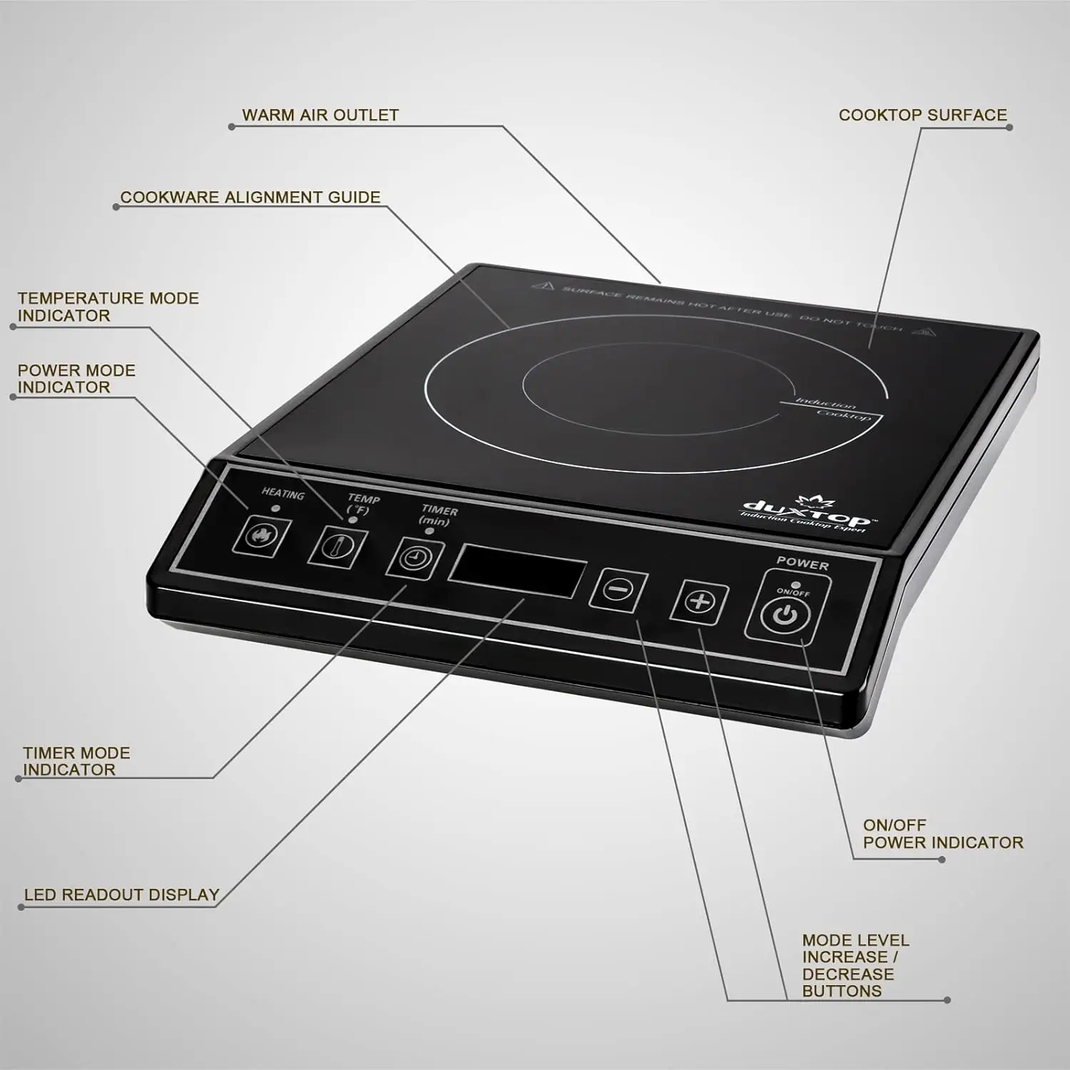 1800W Portable Induction Cooktop Countertop Burner, Black 9100MC/BT-M20B