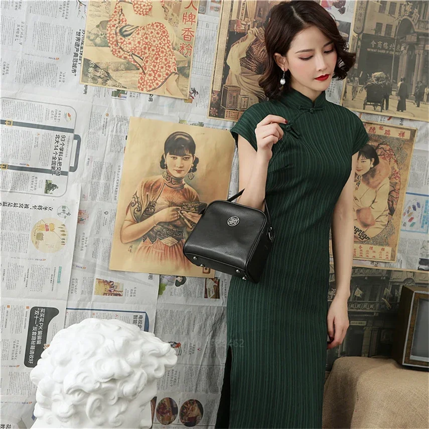 

Qipao Chinese Dress 5Colors Vintage Split Solid Women Cheongsam Elegant Traditional Costume Fashion Modern Vestiods Fancy Party