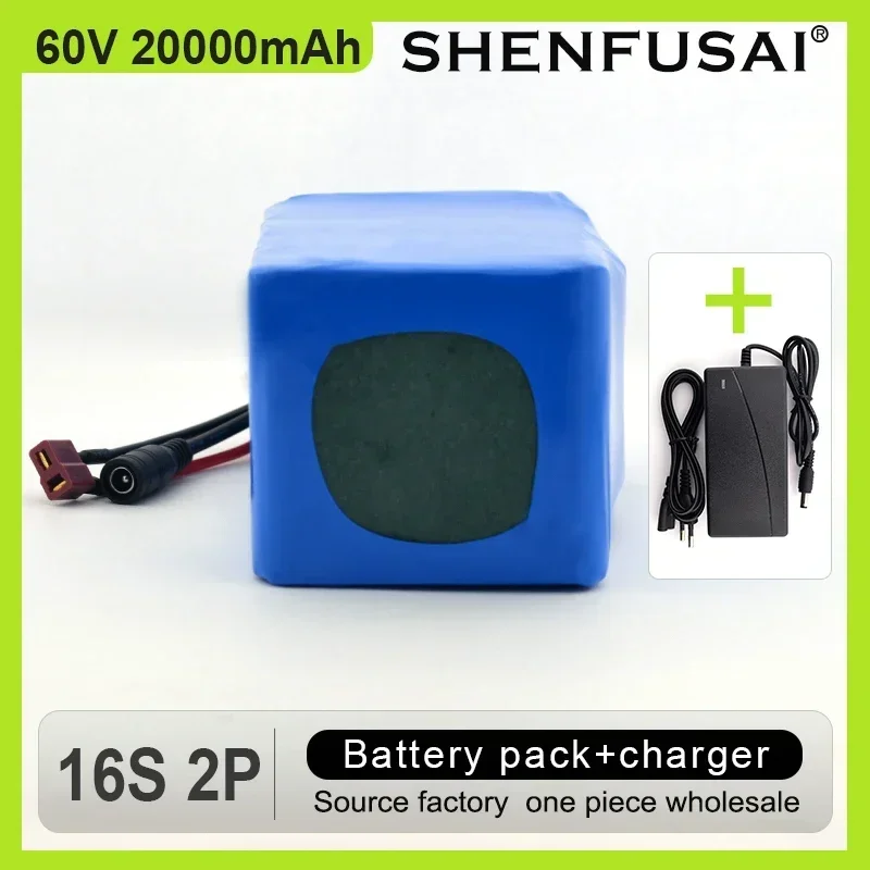 60V, 16S2P, 20Ah, 18650, 67.2V, 20000mAh, 40A750W, 1000W for Paquete de batería de iones de litio para bicicleta eléctrica