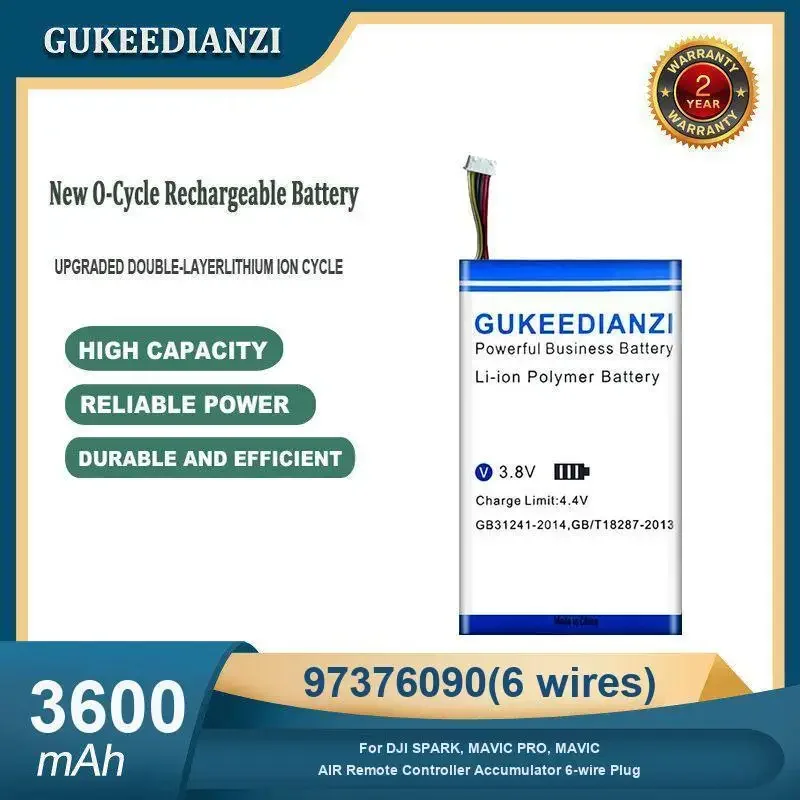 

Аккумулятор большой емкости 3600 мАч 97376090 (6 проводов) для DJI SPARK, MAVIC PRO, MAVIC AIR, пульт дистанционного управления, аккумулятор, 6-проводная вилка