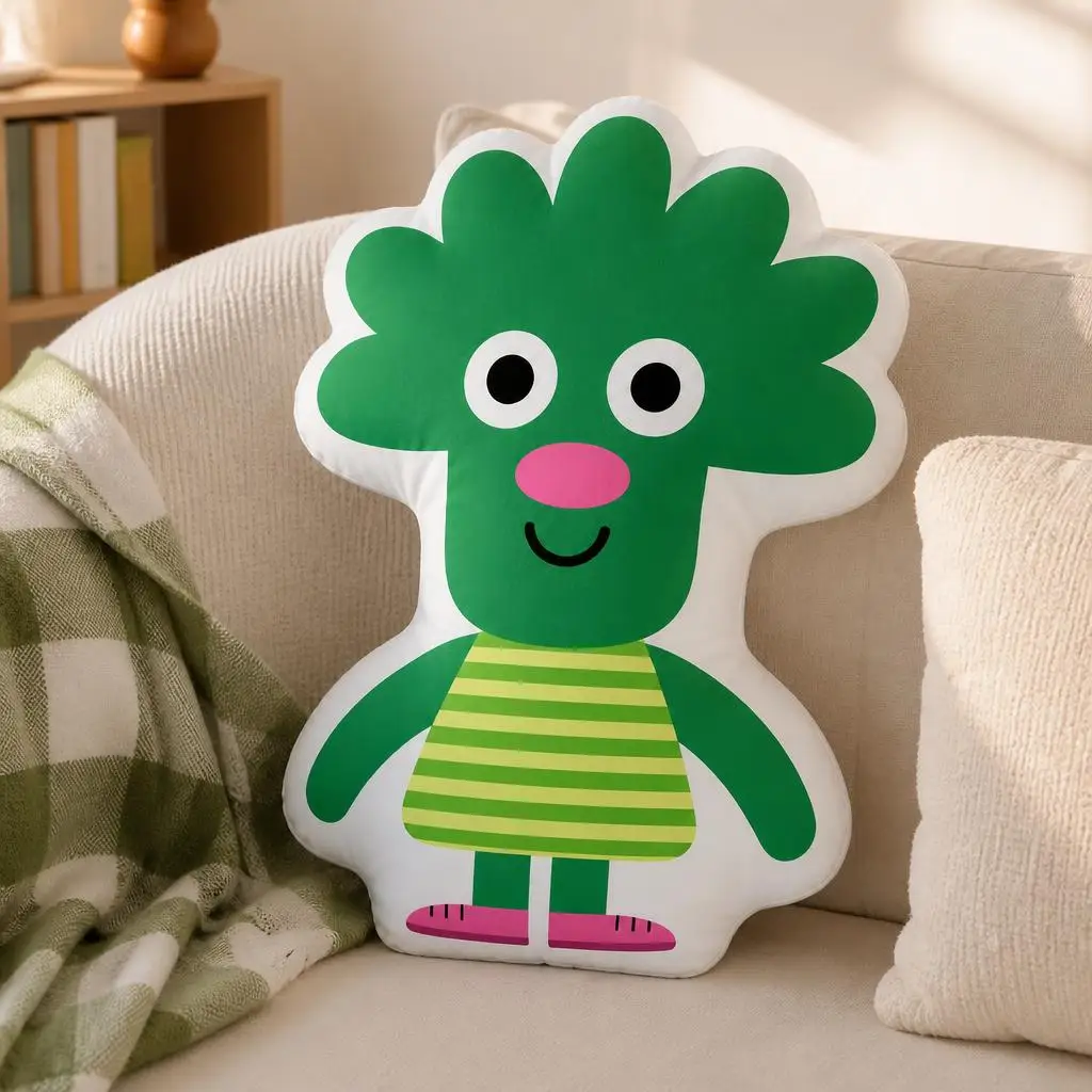 Noodle & Pals Broccoli Kids Nutrition Plush Pillow Cushion Irregular Stuffed Throw Pillow Home Decor Gift Sofa Bed