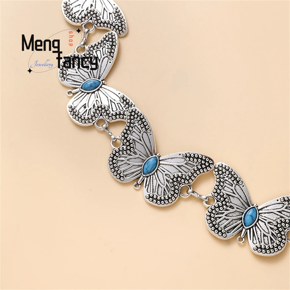 New Butterfly Turquoise Inlaid Decorative Dress, Versatile And Slimming Metal Belt For Autumn Fashion Jewelry Exquisite Elegant