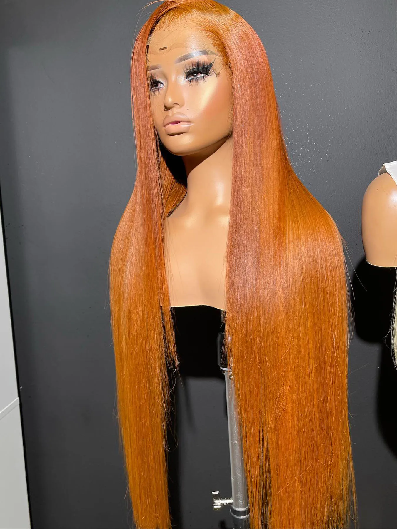 350 Ginger Orange Colored Wigs 13x4 HD Transparent Lace Front Wigs Human Hair180% Density Straight Frontal Wigs Glueless Wigs