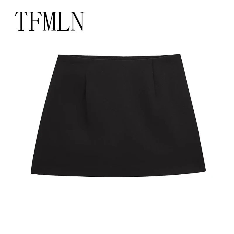 TFMLN ผู้หญิงฤดูร้อนกางเกงขาสั้นกระโปรง 2025 แฟชั่นปุ่มตกแต่งกางเกงขาสั้นกระโปรงวินเทจสูงเอว Streetwear กางเกงขาสั้นกระโปรง