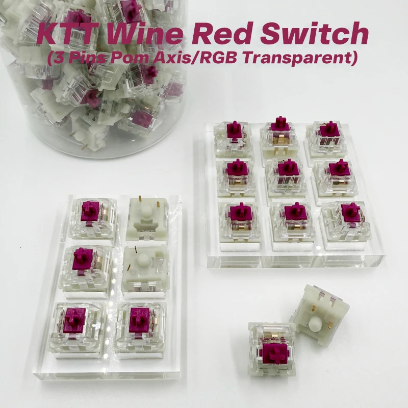 

KTT Wine Red V2 45g Linear Switch 3 Pins POM Hot Plug Mechanical Keyboard Custom Switches RGB Gaming Keyboard Switch