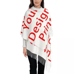 Custom Your Design Scarf Wrap Women Long Winter Fall Warm Tassel Shawl Unisex Customized Logo Printed Scarves