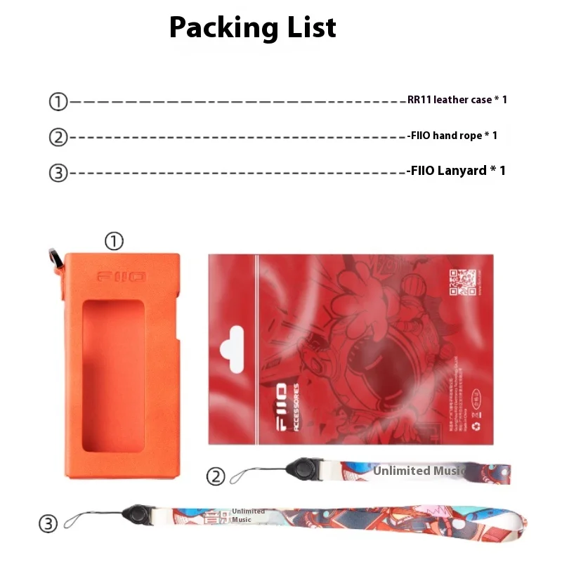 FiiO SK-RR11 Radio Leather Protective Case Anti Slip PU Leather Case With Hanging Rope+Hand Rope Customized FiiO RR11 Radio Case