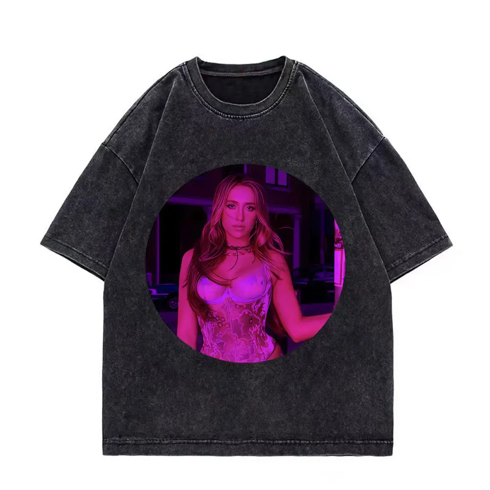 Singer Tate McRae Graphic T Shirts High Quality Vintage Washed T-shirt Men Women Casual Cotton Short Sleeve T-shirts Streetwear