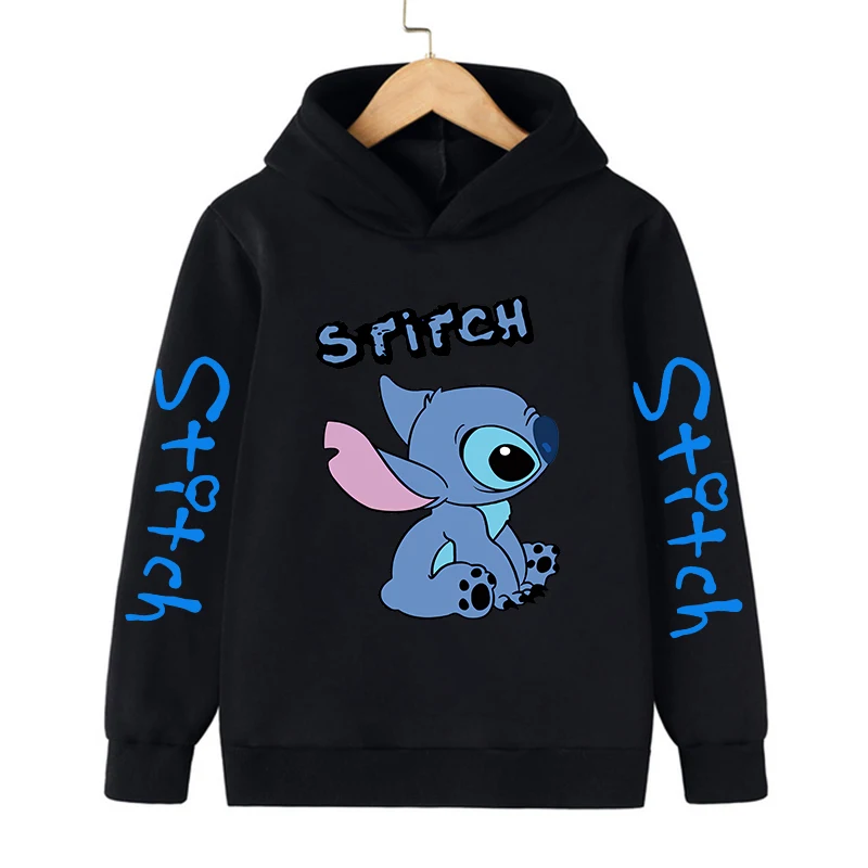 90s Clothes Disney Stitch Hoodie Children Cartoon Kid Girl Boy Lilo and Stitch Sweatshirt Hoody Baby Casual Top