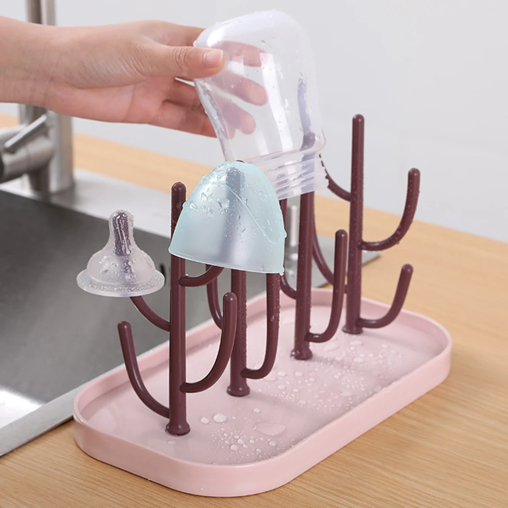 Baby Bottles Drying Rack With Tray Mini Bottle Drain Holder Bottle Cleaning Dryer Drainer Reusable Drying Racks Baby Accessories