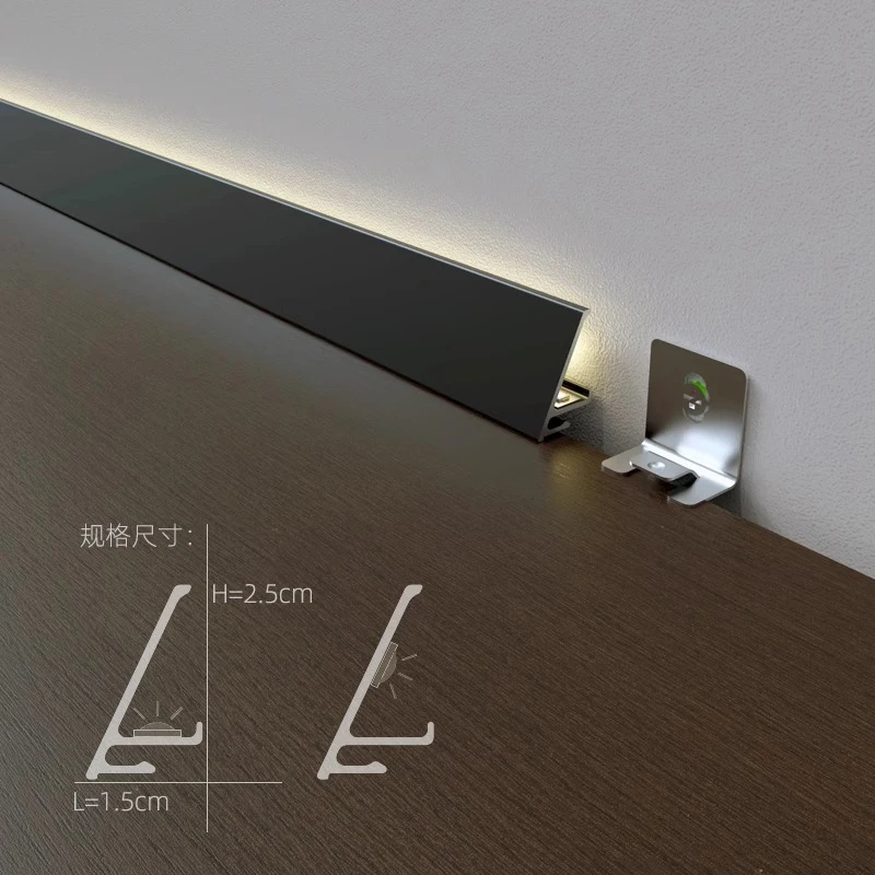 Trapezoidal Aluminum Profile LED Skirting Line Wall Corner Channel Diffuser Living Room Bedroom Ceiling Wall Linear Strip Light